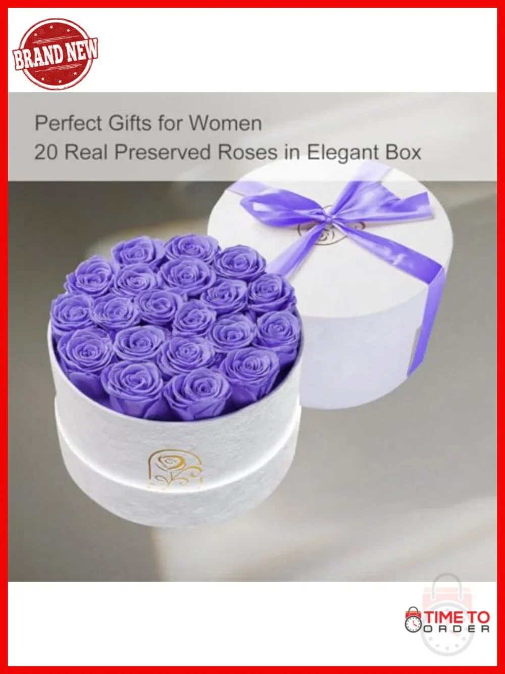 Preserved Roses Velvet Flower Box 20 Roses Romantic Gift for Her